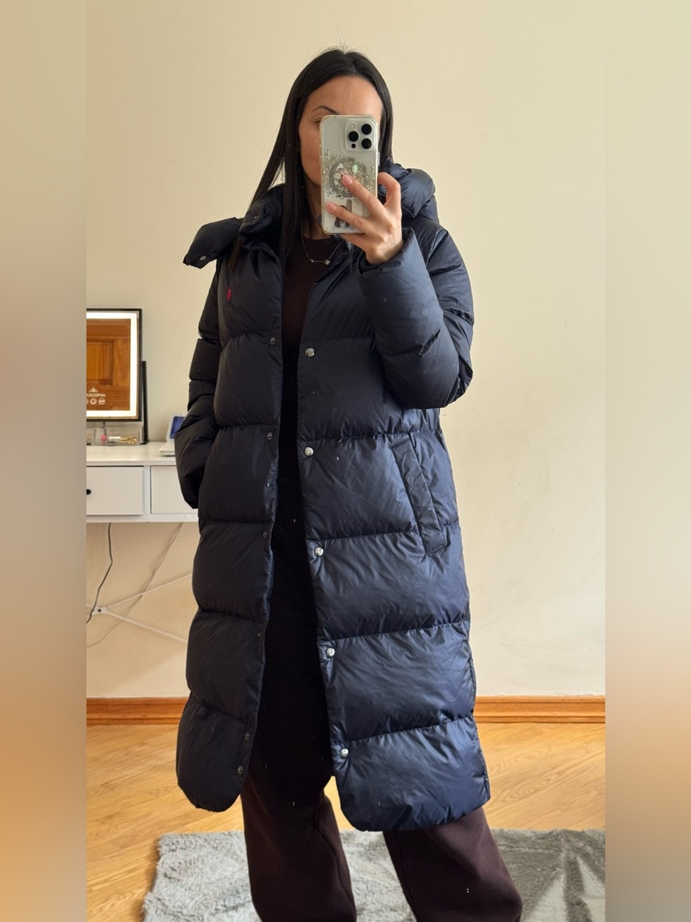 Polo by Ralph Lauren Navy Hooded Long Puffer